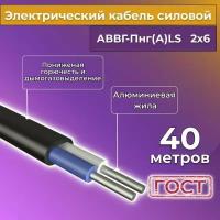 Провод электрический/кабель алюминиевый ГОСТ АВВГ/аввгнг/АВВГ-пнг(А)-LS 2х6 - 40 м