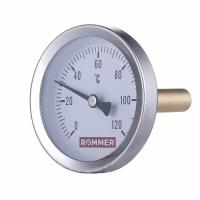 ROMMER Термометр биметаллический с погружной гильзой. Корпус Dn 100 мм, гильза 100 мм 1/2, 0...120°С