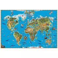 DMB Карта Мира для детей Обитатели Земли (4607048959107), 129 × 89 см