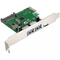 Контроллер Exegate EXE-323 PCI-E 2.0, 2*USB3.0 ext + 1*Type-C, разъем доп.питания (OEM) EX283719RUS