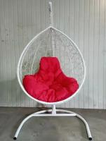 Кресло подвесное "Капля" ротанг белое/красная