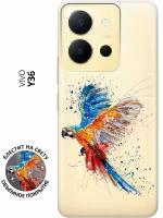 Силиконовый чехол на Vivo Y36, Виво У36 с 3D принтом "Colorful Parrot" прозрачный