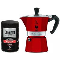 Набор для приготовления кофе Bialetti Moka Express Red (3 порции) + кофе Moka Roma