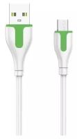 Кабель для мобильного устройства, LDNIO LS572, USB Type-A - Micro, 2 метра, 2.1A, White/Green