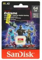 Карта памяти Micro SecureDigital 64Gb SanDisk Extreme Gaming microSDXC class 10 UHS-1 U3 V30 A2 (SDSQXAH-064G-GN6GN)