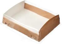 Упаковка для пирожных с прозрачной крышкой Крафт OpBox ECO 18,5х14х5,5 см