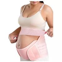 Бандаж для беременных 4 в 1 розовый / дородовой / послеродовой / универсальный / корсет утягивающий / Размер XL