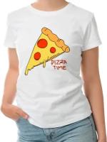 Женская футболка «Pizza time» (XL, белый)