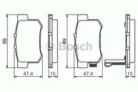 Колодки дисковые задние для honda accord 1.8-2.3/2.0td 90-99, rover 600 1.8-2.3 93 Bosch 0986461006