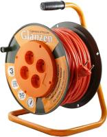 Удлинитель силовой на катушке GLANZEN 4 гн. ПВС 2х1,5 50м арт. EB-50-006