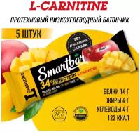 Батончик протеиновый Smartbar Protein L-carnitine "Манго" с L-карнитином, 5 шт. х 40 г