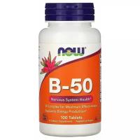 Now Foods, B-50, комплекс витаминов группы B, для поддержания нервной системы, 100 таблеток
