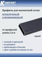 Профиль для москитной сетки поперечный алюминиевый 23x7 серый 1,8 м 10 шт