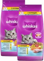 WHISKAS для взрослых кастрированных котов и стерилизованных кошек с курицей (5 + 5 кг)