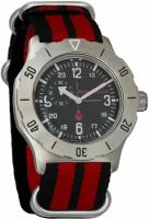 Мужские наручные часы Восток Командирские 350504-black-red, нейлон, красный/черный