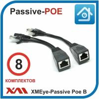 Passive Poe инжектор XMEye-Passive Set-08 (Черный) Комплект для восьми камер видеонаблюдения