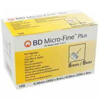 Игла для шприц-ручек BD Micro-Fine Plus, 8 мм x 0.3 мм, размер: 30G, 100 шт