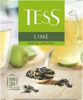 Чай зеленый Tess Lime в пакетиках, лайм, шиповник, 100 пак