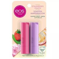 EOS Набор бальзамов для губ Strawberry peach & Toasted marshmallow