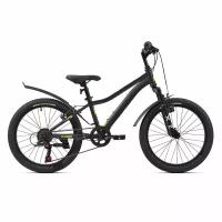 Велосипед детский горный 20" рост 120-135см 6 скоростей черный рама 11" MTB велик подростковый раш гоночный велоспорт хардтейл hardtail 6 лет 7 лет 8 лет SHIMANO скоростной RUSH HOUR X 200