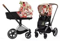 Универсальная коляска Cybex Priam IV 2 в 1, spring blossom light/chrome/brown, цвет шасси: Chrome-Brown