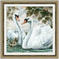 Набор для вышивания крестом Белые лебеди Риолис арт.1726 25х25 см