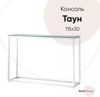 Консоль таун 115*30, прозрачное стекло, сталь серебро