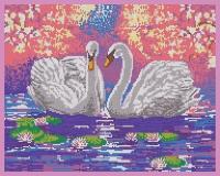 Вышивка бисером картины Пара лебедей 30*38см
