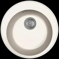 Мойка для кухни врезная каменная Dr. Gans Smart ПИОН-480, цвет белый, круглая, 480х480х197 мм