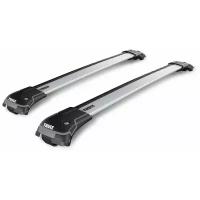 Багажник Thule WingBar Edge на крышу автомобиля Volkswagen Touareg 2010-2018 г. на стандартный рейлинг (серебристая крыловидная дуга)