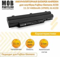 Аккумуляторная батарея Amperin для ноутбука Fujitsu-Siemens A530 11.1V 4400mAh (49Wh) AI-A530