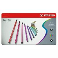 Набор фломастеров STABILO PEN 68 50 цв, металлический футляр