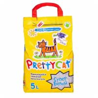 Наполнитель для кошек Pretty Cat Cупер белый, комкующийся, с ароматом лаванды, 5л