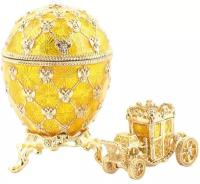 Яйцо-шкатулка в стиле Фаберже Коронационное, золотистое, 7см