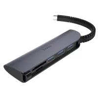 USB-концентратор Hoco HB17 Easy connect, разъемов: 3, черный