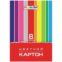 Картон цветной А4 2-сторонний мелованный, 8 листов, 8 цветов, в папке, HATBER, 195х280 мм, "Creative Set", 8Кц4, 8Кц4_05934