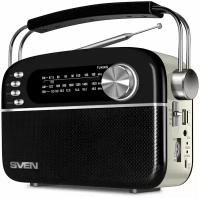 SVEN SRP-505, черный, радиоприемник, мощность 3 Вт (RMS), Bluetooth, FM/AM/SW, USB, microSD, AUX, встроенный аккумулятор