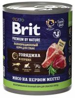 Brit Premium by Nature 850г с говядиной и сердцем консервы для взрослых собак всех пород 1шт
