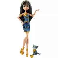 Кукла Monster High Клео де Нил с котенком, 27 см, DNX39