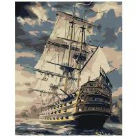 Величественный корабль фрегат Раскраска картина по номерам на холсте