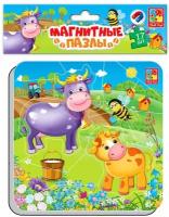 Магнитный пазл Vladi Toys "Корова и теленок", головоломка для малышей из 17 элементов