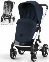 Cybex Talos S LUX (Ocean Blue на шасси Silver с дождевиком 2023)