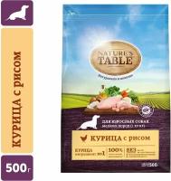 Natures Table / Сухой корм для собак Natures Table для мелких пород Курица с рисом 500г 3 шт