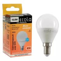 Светодиодная LED лампа шар Ecola globe LED Premium 10,0W G45 220V E14 4000K шар (композит) 82x45 K4QV10ELC