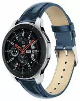 Кожаный ремешок Crocodile Texture для Samsung Gear Sport / Gear S2 Classic / Galaxy Watch 42мм / Watch Active / Watch 3 (41мм) / Watch4 (синий)