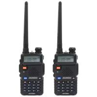 Рация Baofeng UV-5R Черная Комплект 2 шт. / Портативная радиостанция Баофенг для охоты и рыбалки с аккумулятором на 1800 мА*ч и радиусом 10 км