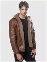 Мужская кожаная куртка "Адмирал", цвет коричневый, размер XXL