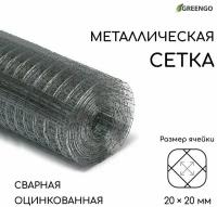 Сетка оцинкованная, сварная, 10 х 1 м, ячейка 20 х 20 мм, d 0,7 мм, Greengo