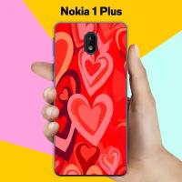 Силиконовый чехол на Nokia 1 Plus Красные Сердца / для Нокиа 1 Плюс