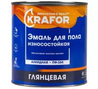 Эмаль ПФ-266 для пола Krafor, алкидная, глянцевая, 2,7 кг, желто-коричневая